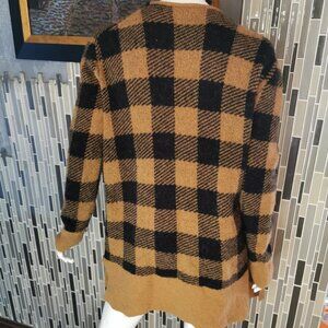 Madewell Brown Black Plaid Open Front Long Sweater Size Medium 0389